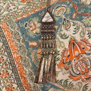 Long Marble Boho Statement Necklace